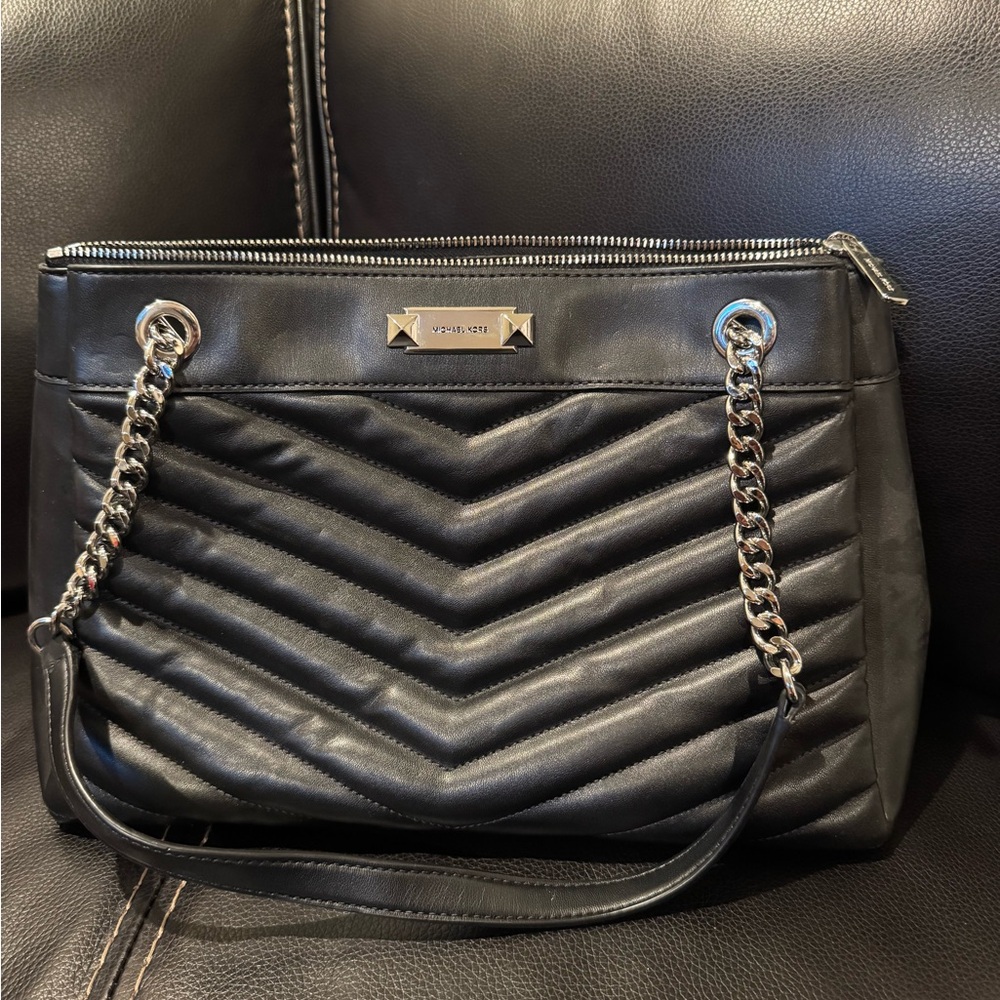 Michael Kors Large Black Quilted Chain Shoulder Bag